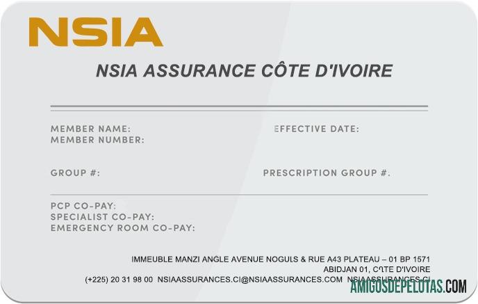 Cartão de seguro de saúde da Costa do Marfim modelo